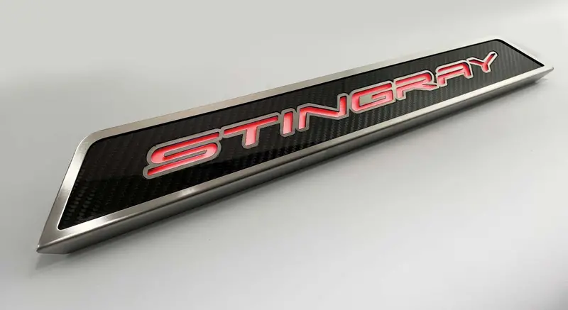 2020-2026 C8 Corvette - Replacement Door Sills Carbon Fiber W/Brushed Stainless Steel 'Stingray' Style Illuminated Led | Choose Led Color 3