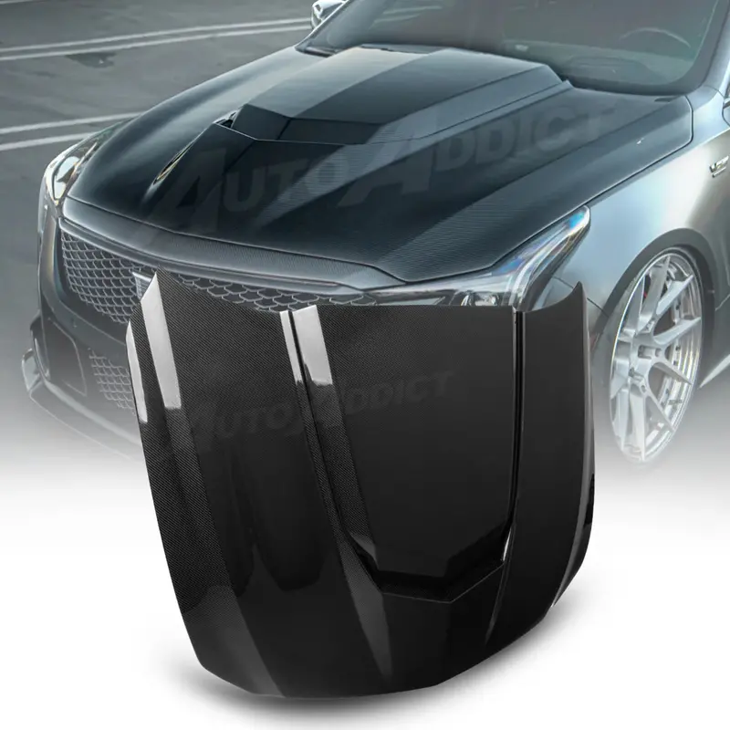 2020-2026 Cadillac Ct5/V-Blackwing Heritage Spec Pre-Preg V-Shaped Double Sided Carbon Fiber Hood 1