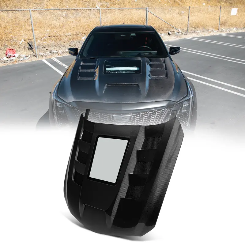 2020-2026 Cadillac Ct5 / V-Blackwing Type-Terminator W/Glass Double Sided Gloss V-Shaped Dry Carbon Fiber Hood 1