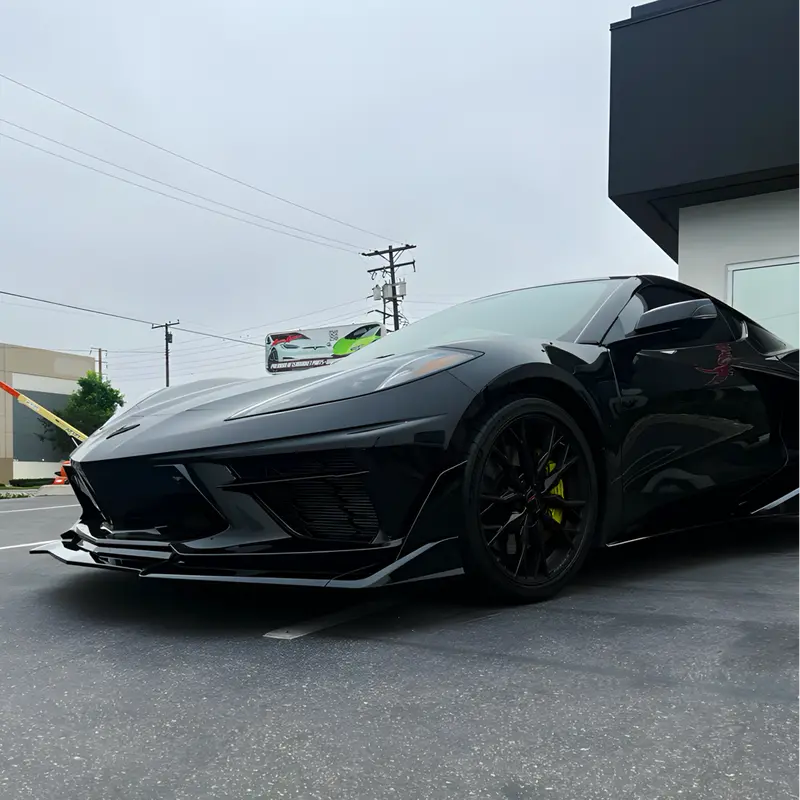 2020-2026 Corvette C8 Stingray Evo Style Front Lower Chin Splitter Gloss Black 1