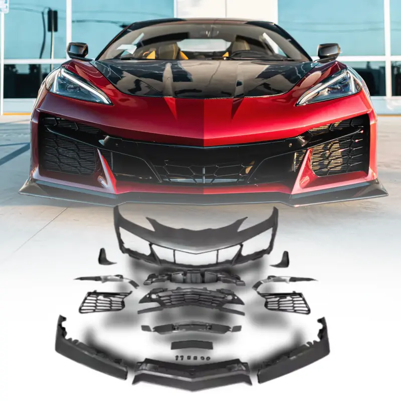 2020-2026 Corvette C8 Stingray Z06 Track Package 15Pcs Full Conversion Front Bumper Body Kit 1