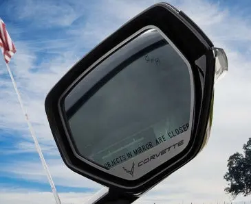 2020+ C8 Corvette - Etched Corvette Side Mirror Trim 2Pc | Brushed Finish 1