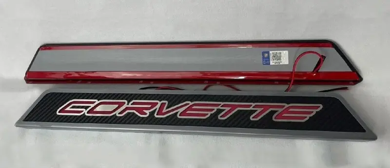 2020+ C8 Corvette - Replacement Door Sills Carbon Fiber W/Brushed Stainless Steel 'Corvette' Style Insert Illuminated Led Choose Color 3