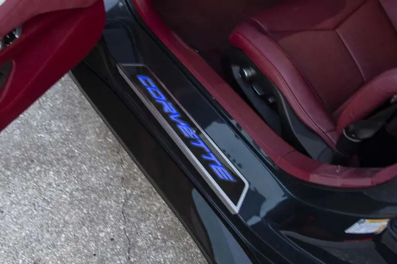 2020+ C8 Corvette - Replacement Door Sills Carbon Fiber W/Brushed Stainless Steel 'Corvette' Style Insert Illuminated Led Choose Color 5