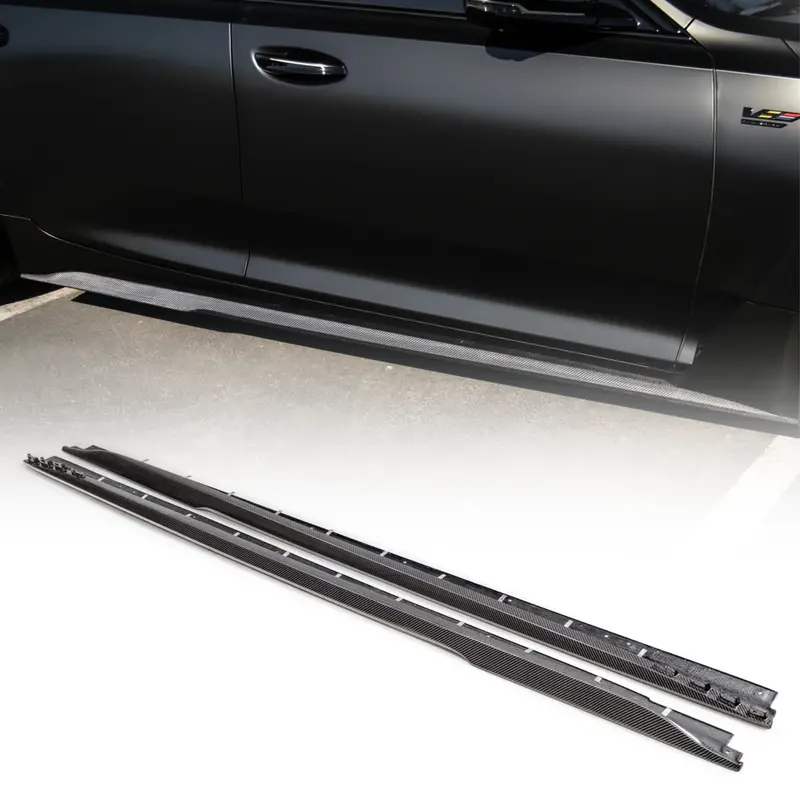 2022-2026 Cadillac Ct5-V Blackwing Type-St Gloss Carbon Fiber Side Rocker Panel Extensions 1