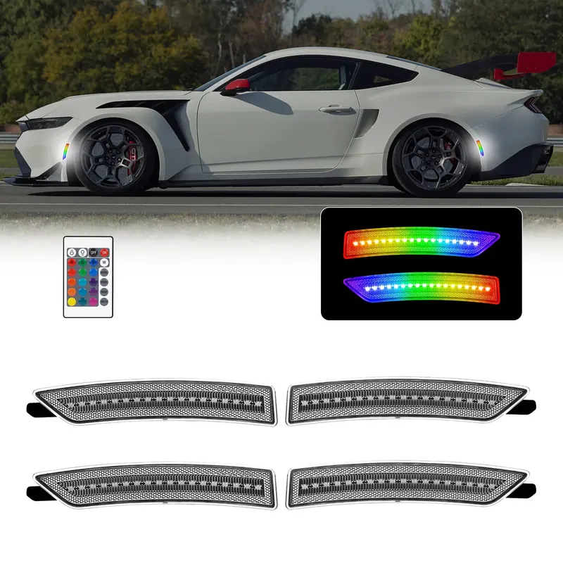 2024-2026 Ford Mustang S650 Rgb Clear Led Side Markers 1