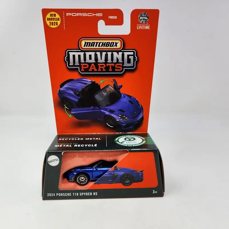 2024 Porsche 718 Spyder Rs* Blue * 2025 Matchbox Moving Parts Case E 1