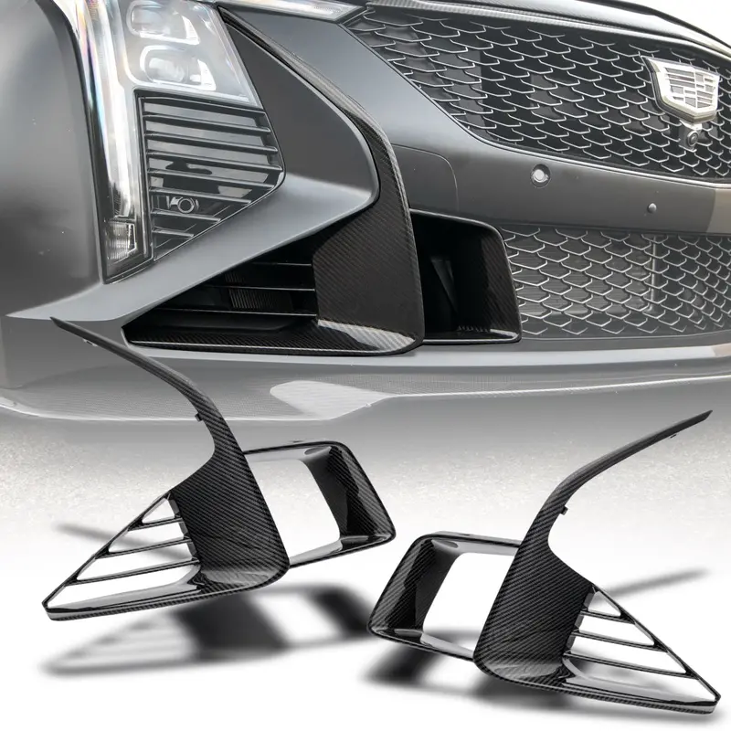 2025-2026 Cadillac Ct5-V Blackwing Front Side Outer Grilles Pre Preg Gloss Carbon Fiber Pair 1