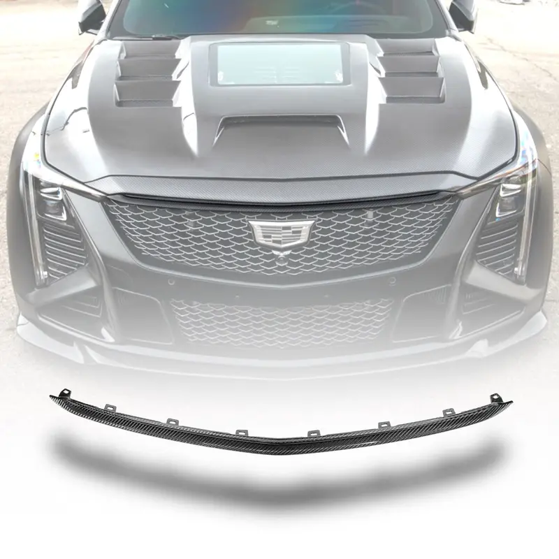 2025-2026 Cadillac Ct5-V Blackwing Upper Grille Trim Pre Preg Gloss Carbon Fiber Replacement 1