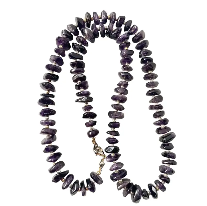 24" Vintage 1980S Amethyst Beaded Necklace 1