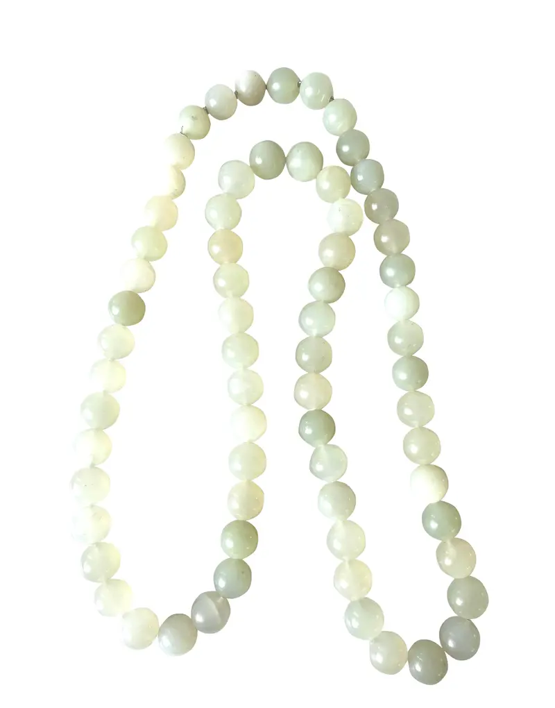 30" Vintage 1970S Celadon Jade Beaded Necklace 1