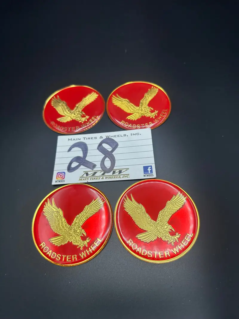 4 - Red And Gold Eagle Bird Wheel Center Cap Round Sticker Logo Appx 2” 5/8 Dia 1
