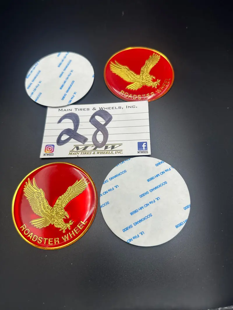 4 - Red And Gold Eagle Bird Wheel Center Cap Round Sticker Logo Appx 2” 5/8 Dia 2