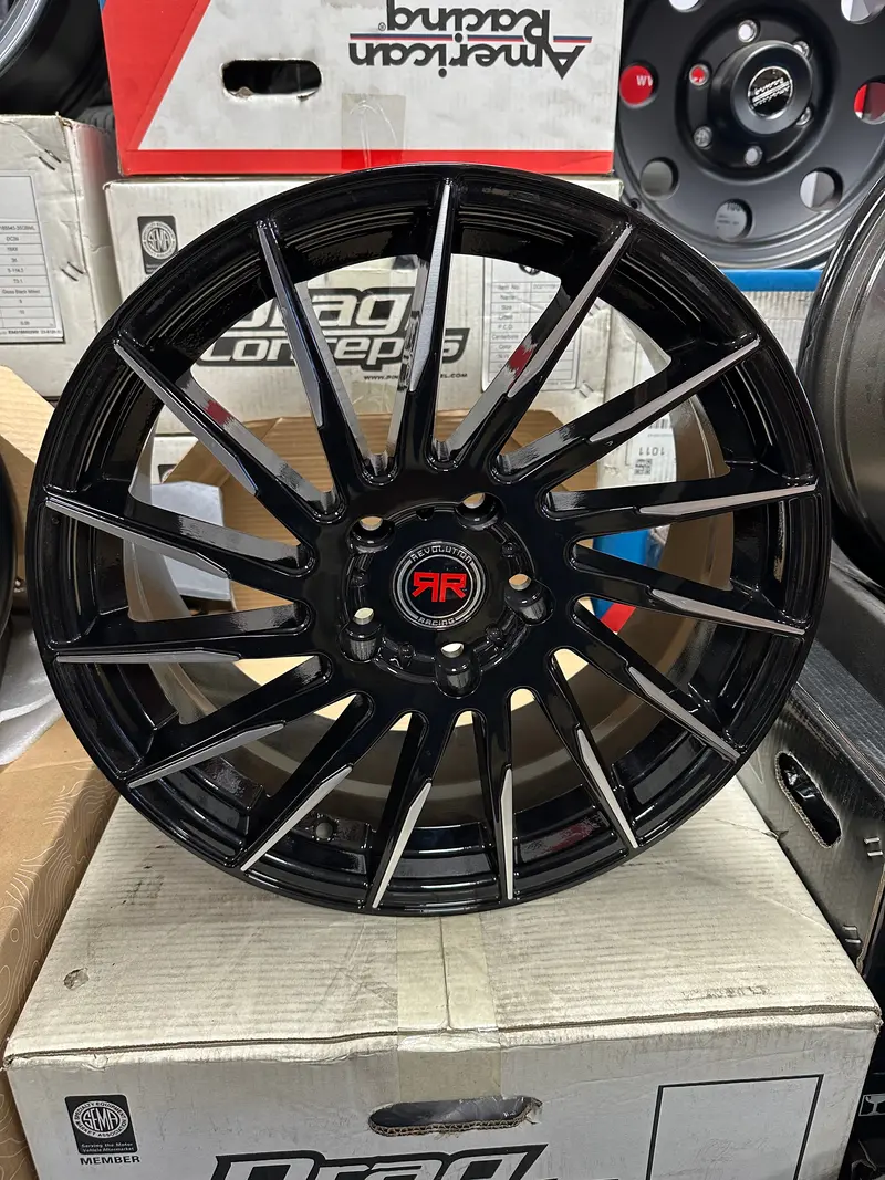 (4) Revolution Racing R15 17X7.5 5X4.5" +40 Black/Machined Wheels Rims 17" Inch 2