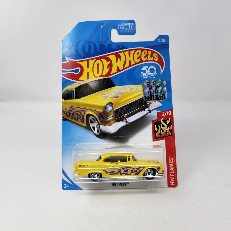 '55 Chevy #12 * Yellow * 2018 Hot Wheels W/ Factory Set Holo 1