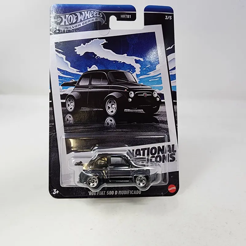 '60S Fiat 500 D Modificado 3/5 * Black * 2025 Hot Wheels National Icons Silver Series 1