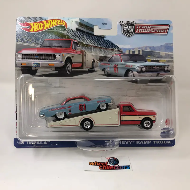 '61 Impala & '72 Chevy Ramp Truck * 2023 Hot Wheels Team Transport Car Culture Case U 1