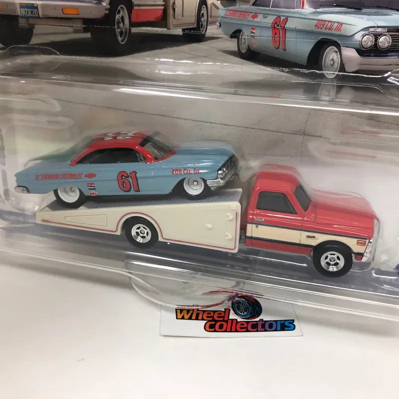'61 Impala & '72 Chevy Ramp Truck * 2023 Hot Wheels Team Transport Car Culture Case U 2