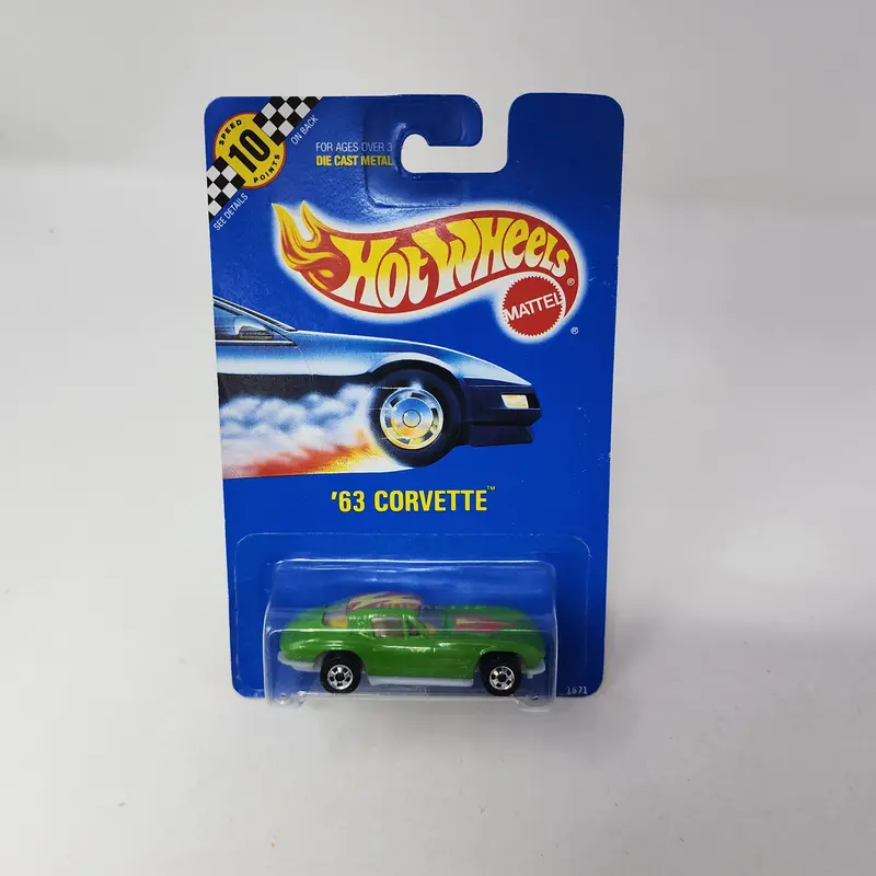 '63 Corvette * Green * Hot Wheels Blue Card Speed Points Card 1