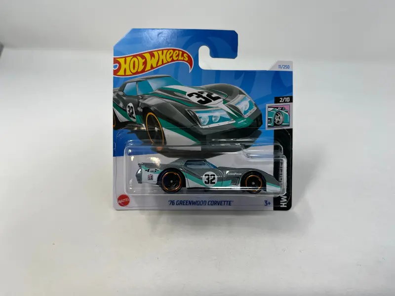 '76 Greenwood Corvette #11 * Silver * 2024 Hot Wheels Short Card Case J 1