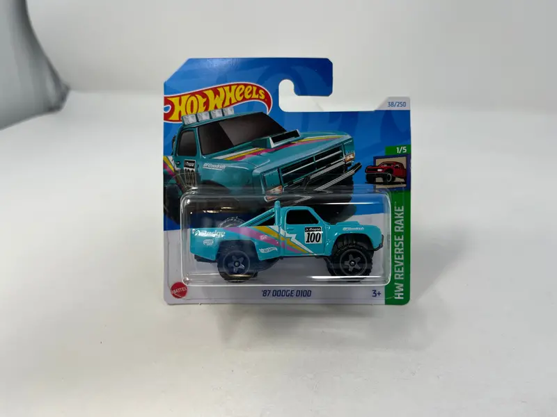 '87 Dodge D100 #38 * Aqua * 2024 Hot Wheels Short Card Case J 1