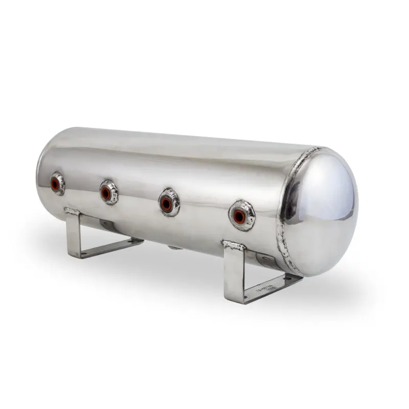 Air Lift 2.5 Gal Alum Air Tank - (4) 1/4In Face Ports & 1/4In Drain Port - 20In L X 6In D - Polished 1