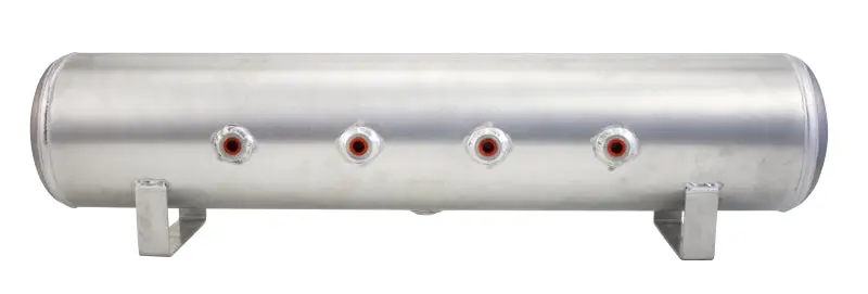 Air Lift 4 Gal Alum Tank - (4) 1/4In Face Ports (2) 3/8In End Ports & 1/4In Drain - 30In L X 6In D 1