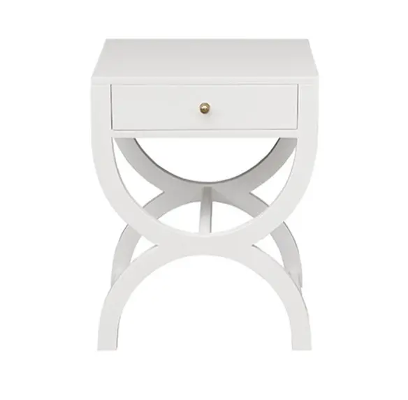 Alexis One Drawer Side Table - Matte White Lacquer 1