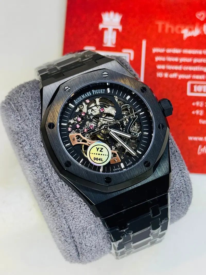 All Black Automatic Skeleton Dial Super Clone Watch 1