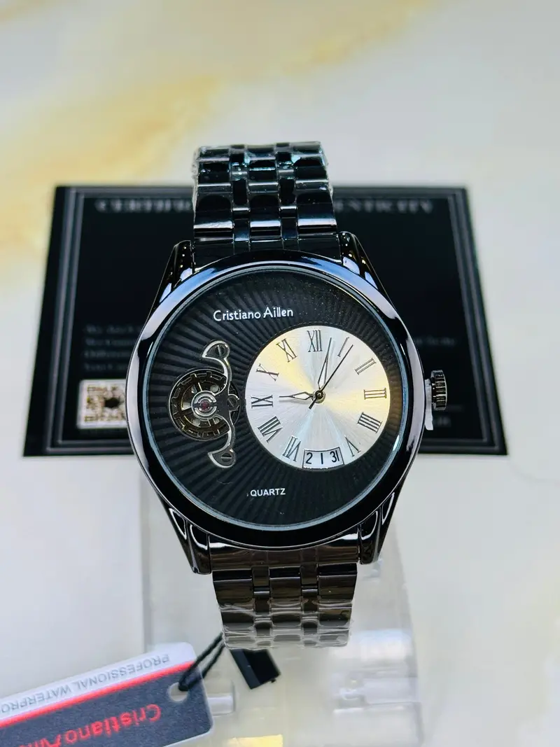 All Black Cristiano Aillen Spiral Gear Dial Watch 2
