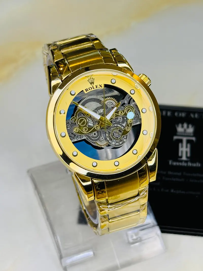All Gold Skeleton Rolex Watch 1