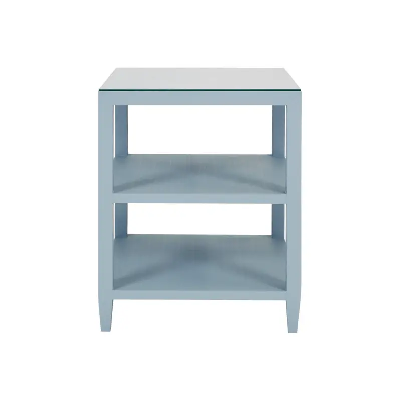 Amie Light Blue Textured Linen Side Table 1