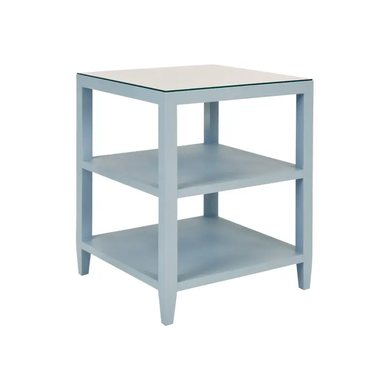 Amie Light Blue Textured Linen Side Table 2