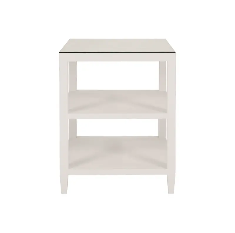 Amie White Textured Linen Side Table 1