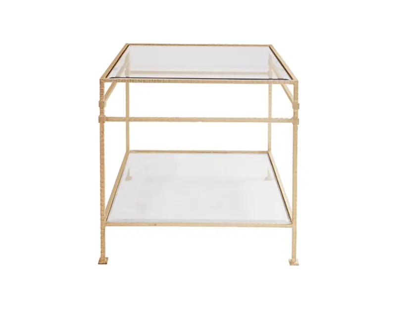 Amos Two Tier Hammered Metal Side Table 1