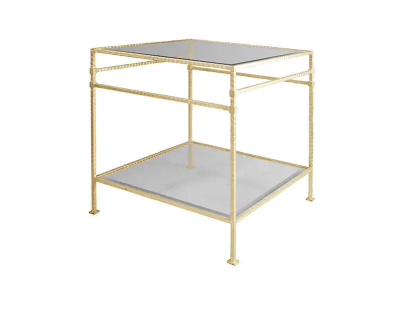 Amos Two Tier Hammered Metal Side Table 2