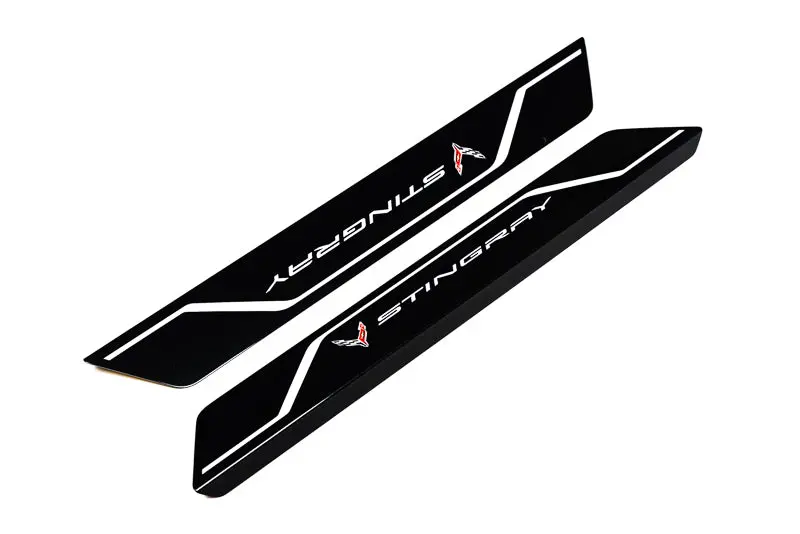 Amt C8 Corvette Carbon Flash "Stingray" Door Sill Plate Covers - Choose Color 2