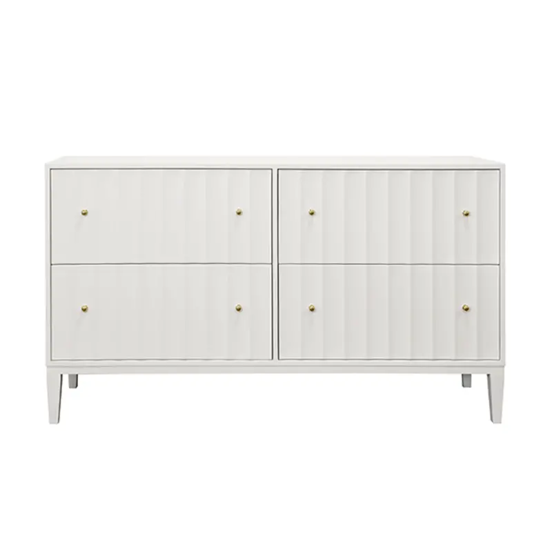 Angus Fluted Matte White Lacquer Four Drawer Chest 1