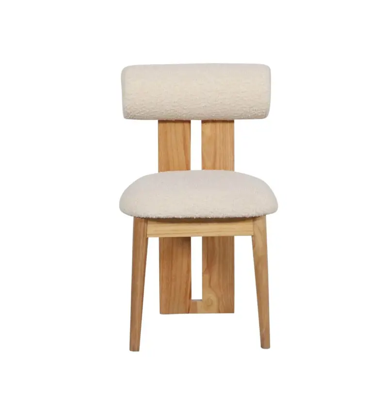 Anna Boucle & Elm Wood Dining Chair In Burnt Oak - Matthew Izzo Collection 1