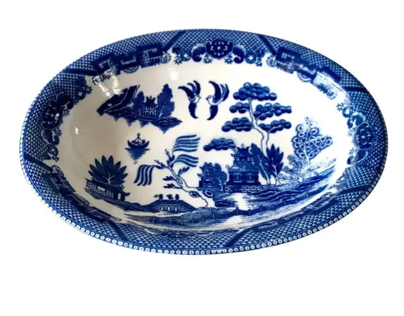 Antique Blue Willow Serving Bowl - Japan 1