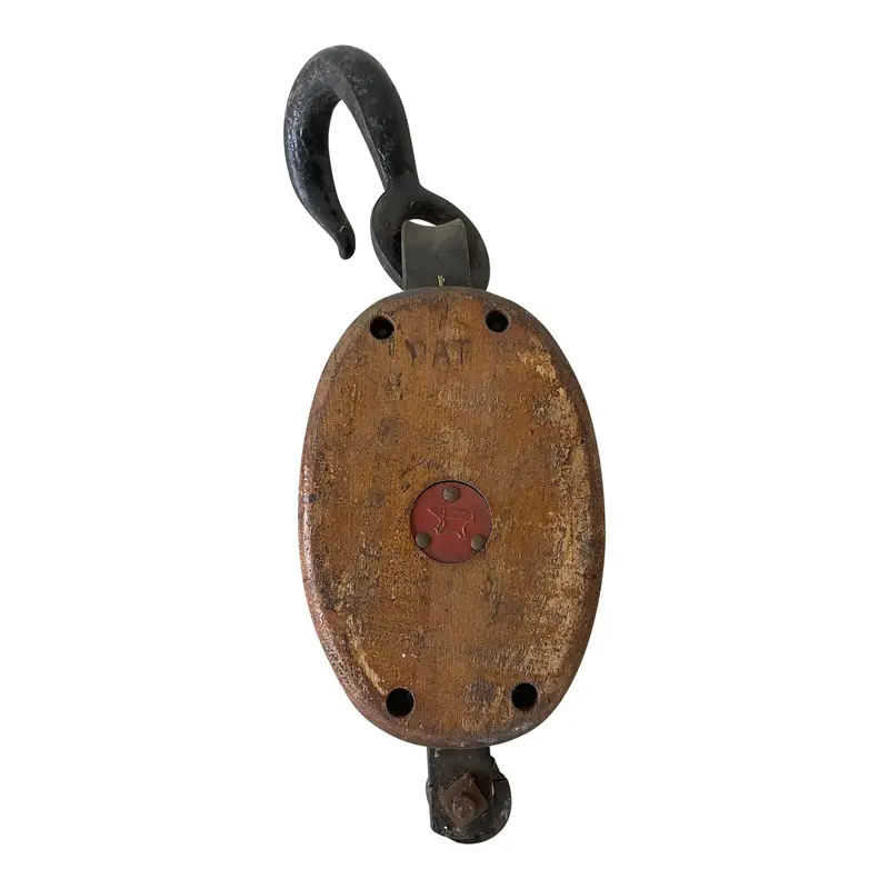 Antique Wood & Iron Pulley 1