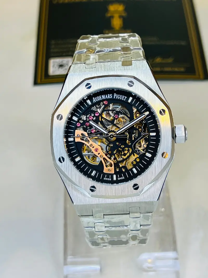 Ap Silver Black Automatic Skeleton Dial Super Clone Watch 2