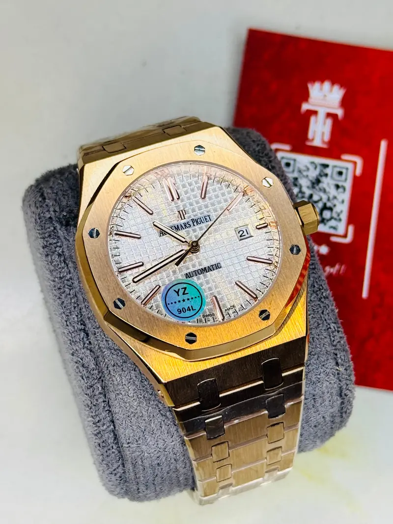 Ap Super Clone Rose White Waffle Royal Oak Watch 1