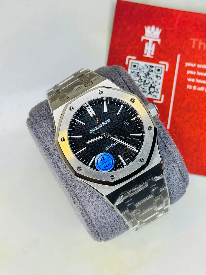 Ap Super Clone Silver Black Waffle Royal Oak Watch 1
