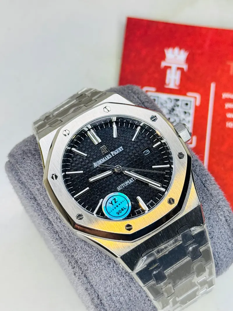 Ap Super Clone Silver Black Waffle Royal Oak Watch 2