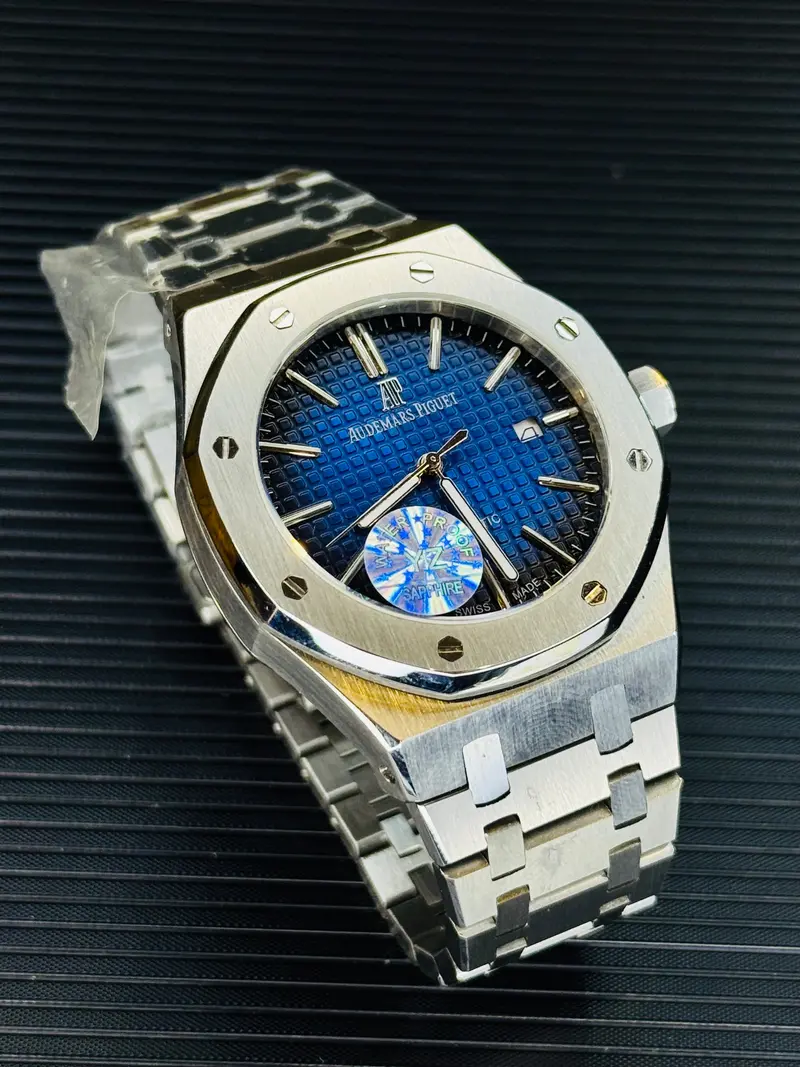 Ap Super Clone Silver Sapphire Waffle Royal Oak Watch 1