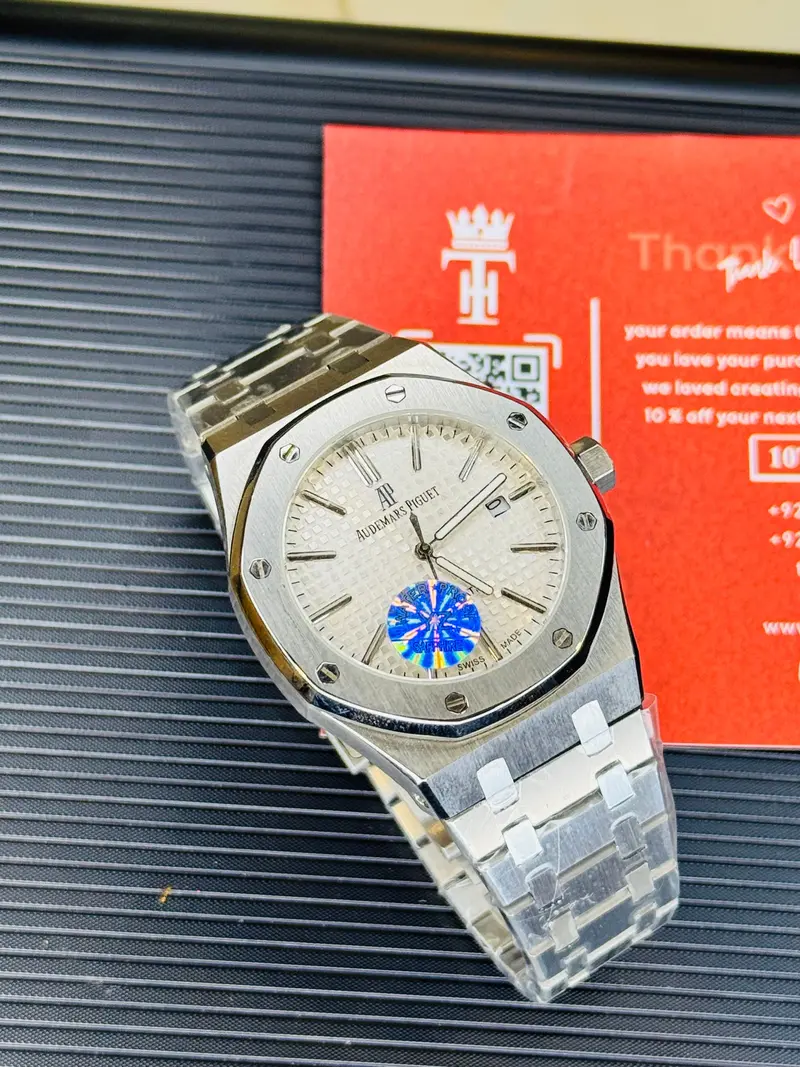 Ap Super Clone Silver White Waffle Royal Oak Watch 1