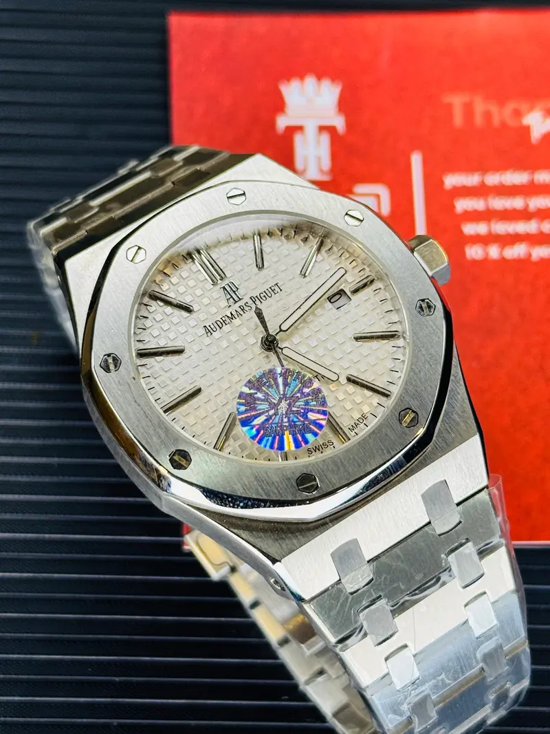 Ap Super Clone Silver White Waffle Royal Oak Watch 2