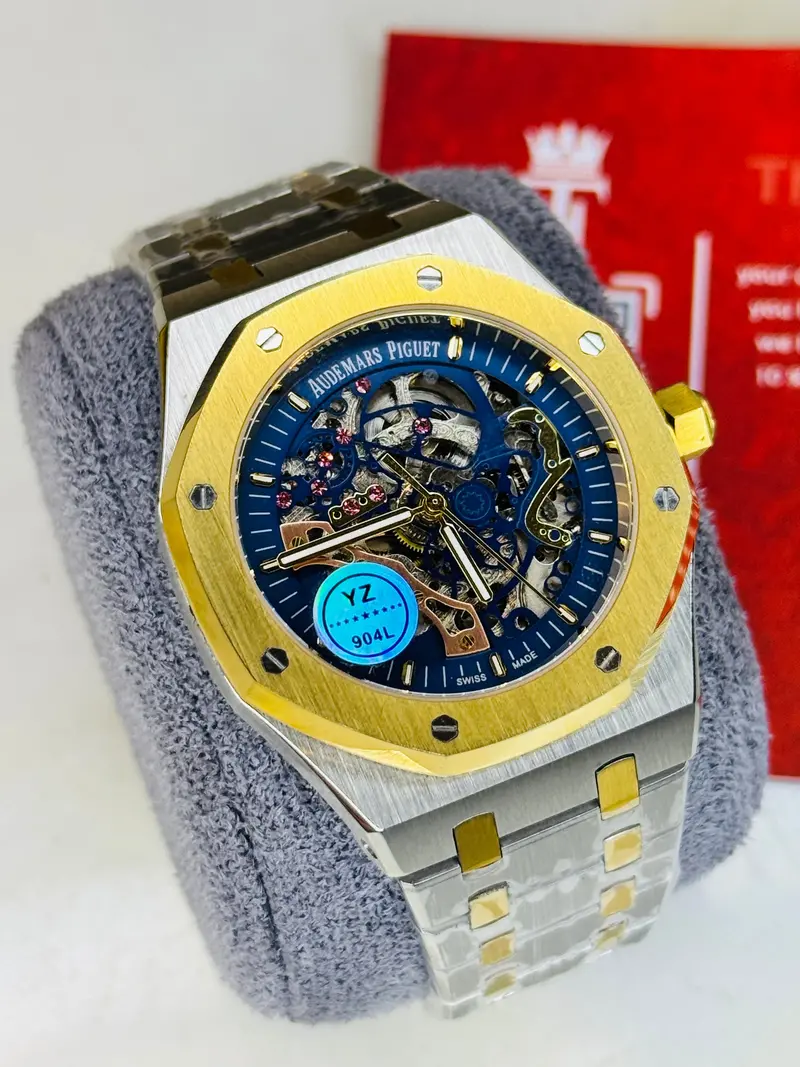 Ap Two Tone Navy Automatic Skeleton Dial Super Clone Watch 2
