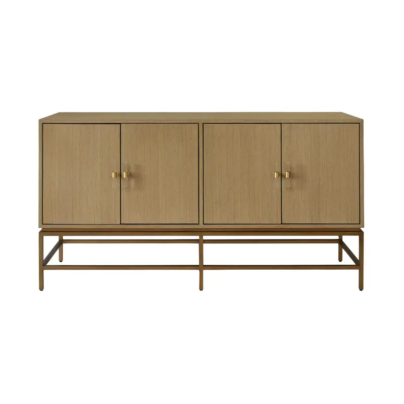 Ariel Cerused Oak Four Door Buffet With Antique Brass Hardware 1